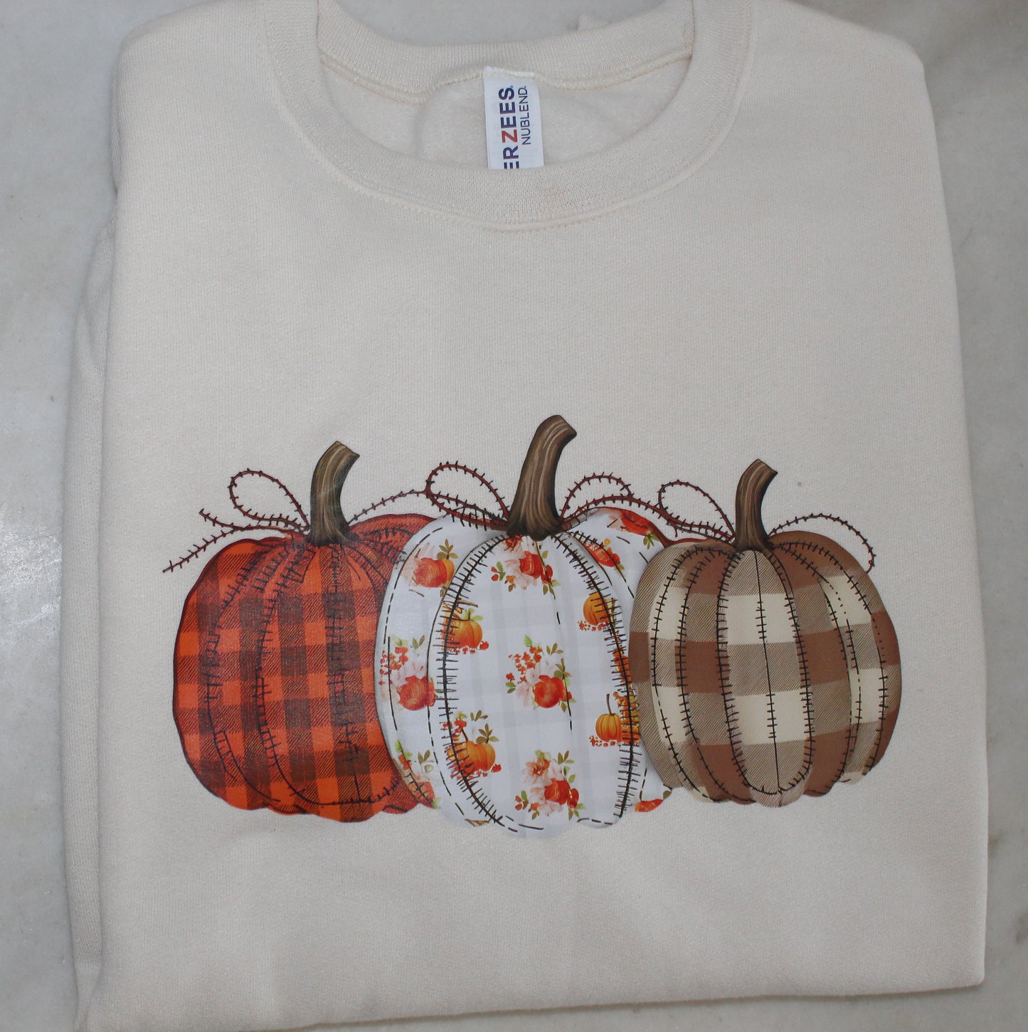 Three patchwork pumpkin crewneck