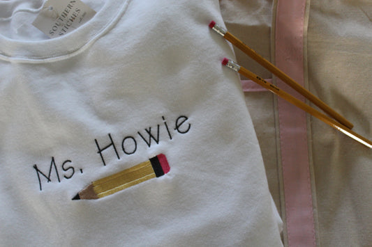 Teacher Personalized Pencil T-Shirt or Sweatshirt